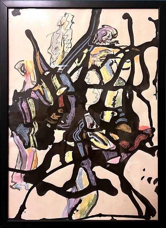 Broken window Ink and pastel on paper, 17x13 inches, 1993, LM-5016
