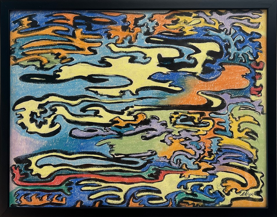 Improvisation 11 Ink and pastel on paper, 17x13 inches, 1990, LM-5011