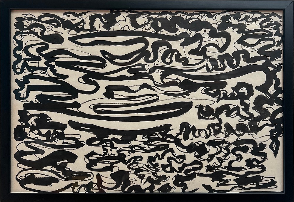 Improvisation Black Ink and pastel on paper, 17x13 inches, 1991, LM-5010