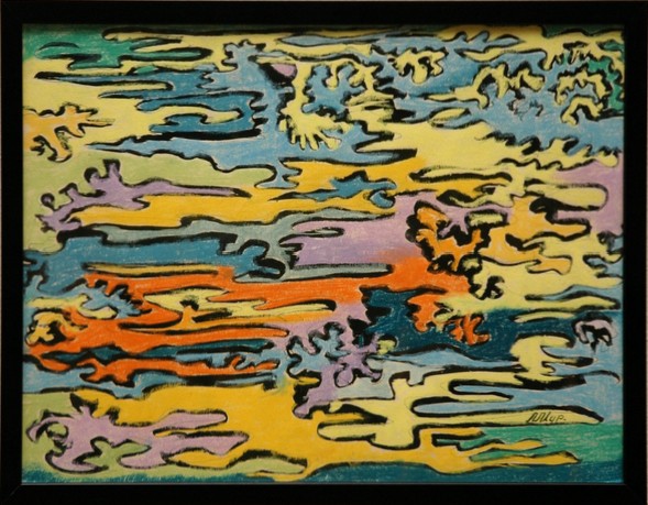 Improvisation 4 Ink and pastel on paper, 17x13 inches, 1991, LM-5004
