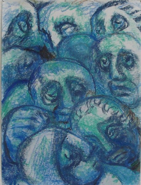 Humans Ser.1-2 Pastel on paper, 9x12 inches, 2011, LM-4003