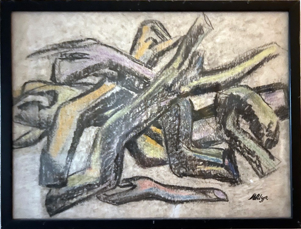 Chopped Tree Under Snow Ink and pastel on paper, 17x13 inches, 1993, LM-4013