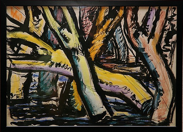 Felled Tree Ink and pastel on paper, 17x13 inches, 1993, LM-4011