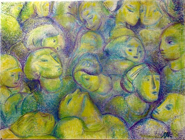 Dance in a Crowd Pastel on paper, 12x16 inches, 2003, LM-4007