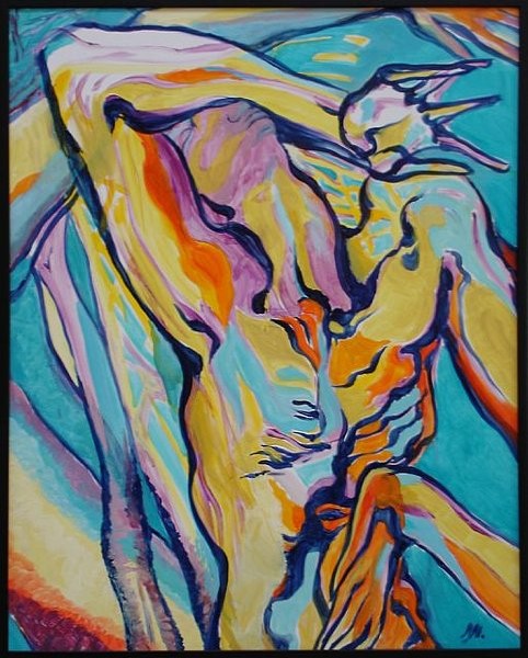 Pain Oil on canvas, 22x28 inches, 1995, LM-3036, original and one remarque