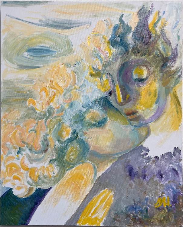 In Love Acrylic/varnish on canvas, 30x24 inches, 2008-2015, LM-3014, original and one remarque