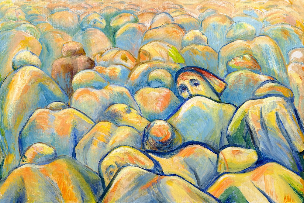 Pilgrims Oil on canvas, 24x36 inches, 2014, LM-3004, remarque