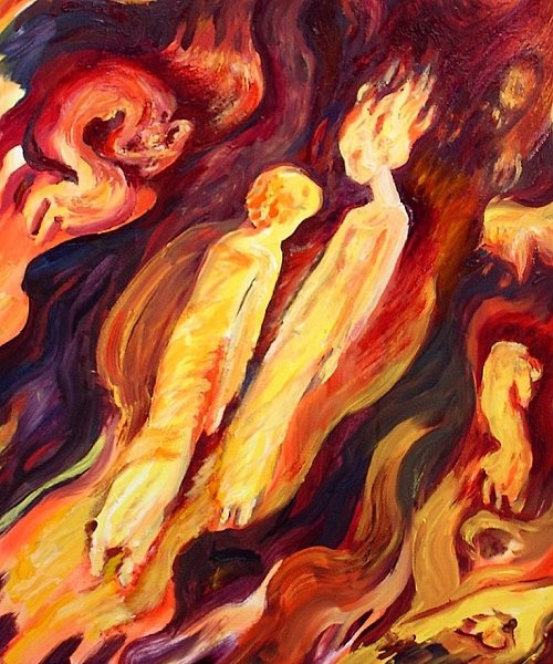 People in Flame Oil on canvas, 40x30 inches, 2001, LM-3030