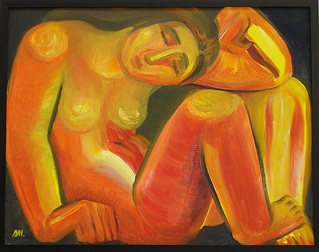 Alone at Night Oil on canvas, 22x28 inches, 1997, LM-3035, original and one remarque, Private collection 🔴