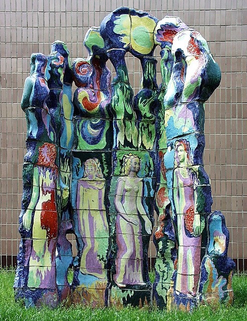 Earth Melody ceramics, enamel, 15'H, outside Children Music School, Kyiv, Ukraine, 1984