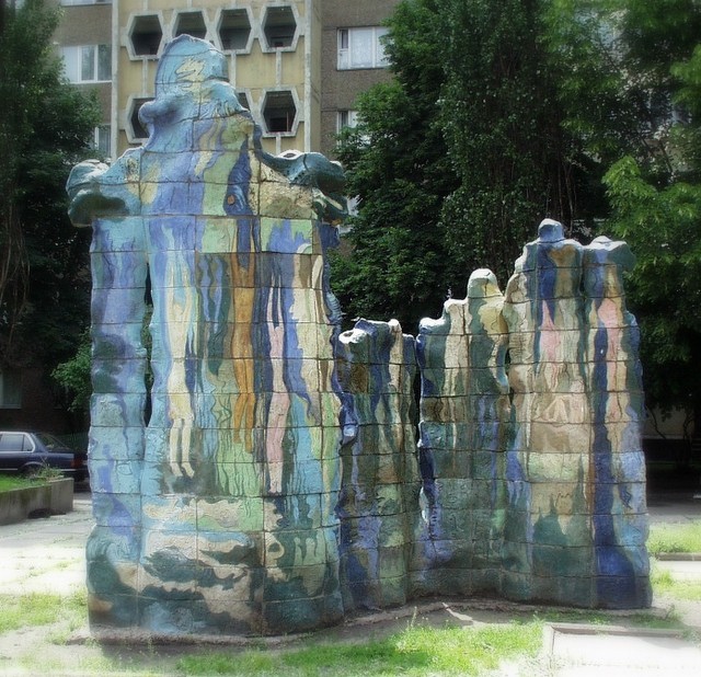 Summer Day ceramic, enamel 17'H, 1980, Vinogradar Living Area, Kyiv, Ukraine, 1980