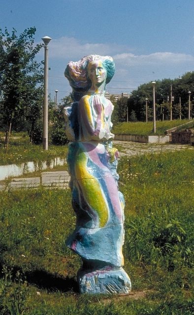Song Ceramic, glazes, 8'H, Vinogradar Living Area, Kyiv, Ukraine, 1988