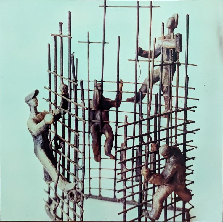 Chernobyl NPP, while block 4 was being built wax and rebar study model, 22 inches H, 1972, LM-1033, Private collection 🔴