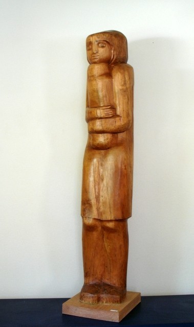 Self-Portrait with first daughter Birch, 50 inches H, 1970, LM-1031