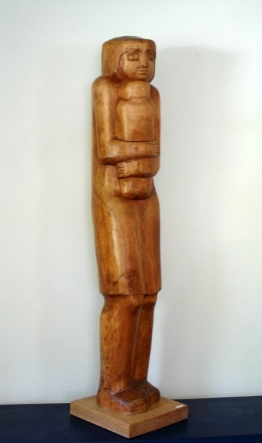 Self-Portrait with first daughter Birch, 50 inches H, 1970, LM-1031