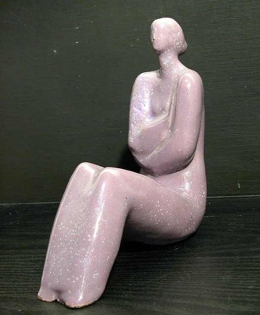 Woman Figure (Violet) Stoneware, 7x8x3 inches, 2001, LM-2007